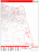 Virginia Beach Digital Map Red Line Style